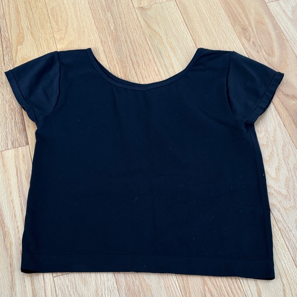 Intimately Free People Black Short Sleeve Top